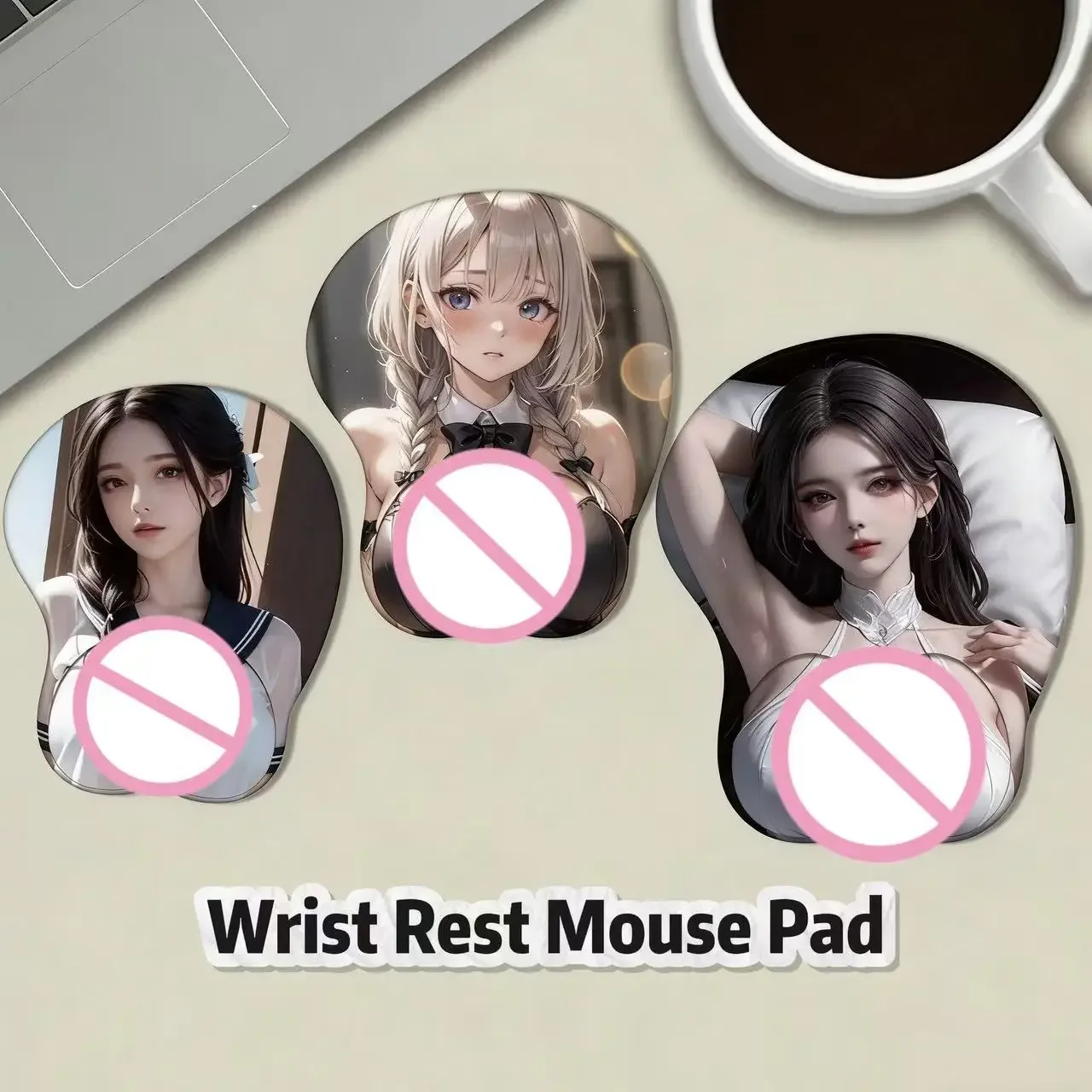 3D Anime Cartoon Mouse Pad with Soft Wrist Rest and Anti-Slip Design for Comfort and Gaming