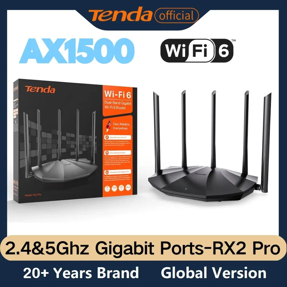 Tenda WIFI6 Router AX1500 Gigabit Wireless Router Signal Amplifier 2.4G  5GHz Beamforming Parental Control Guest Network Repeater