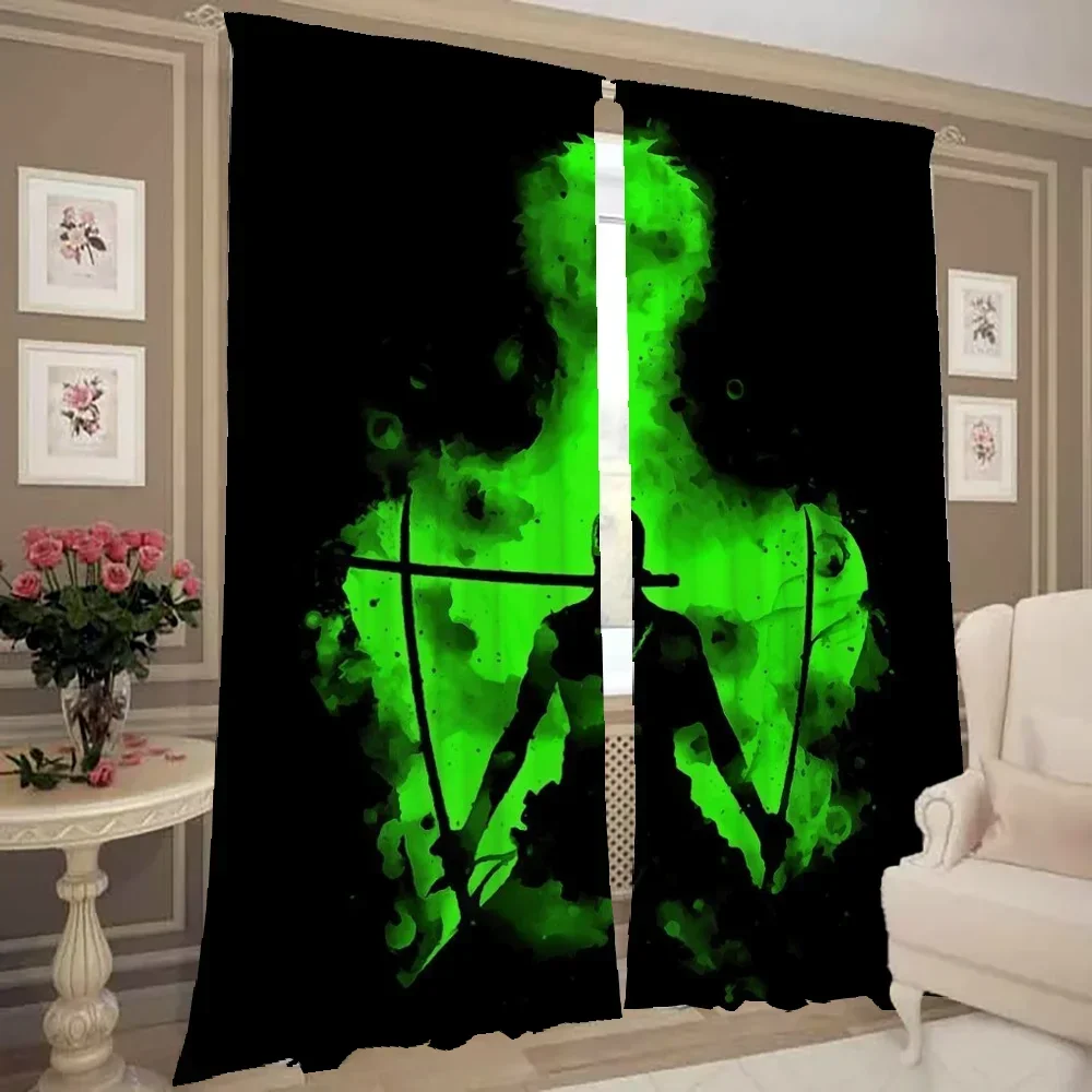 Home Interior Kitchen Curtains for Living Room 2 Pieces Blackout Curtains Door Curtain Roronoa Zoro Bedroom Decoration Partition 2