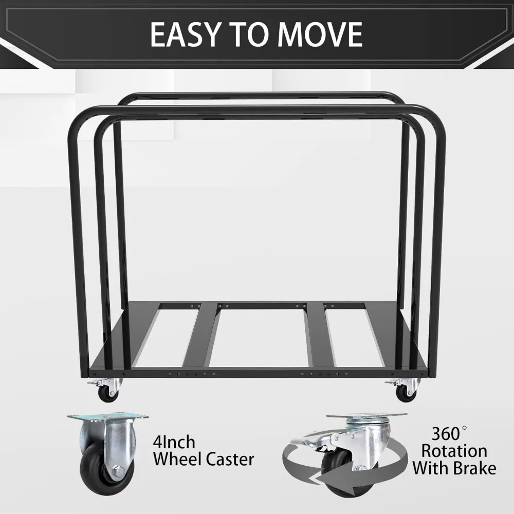 Heavy-Duty Folding Table Cart with Braked Casters for Efficient Storage and Transport of Round Tables