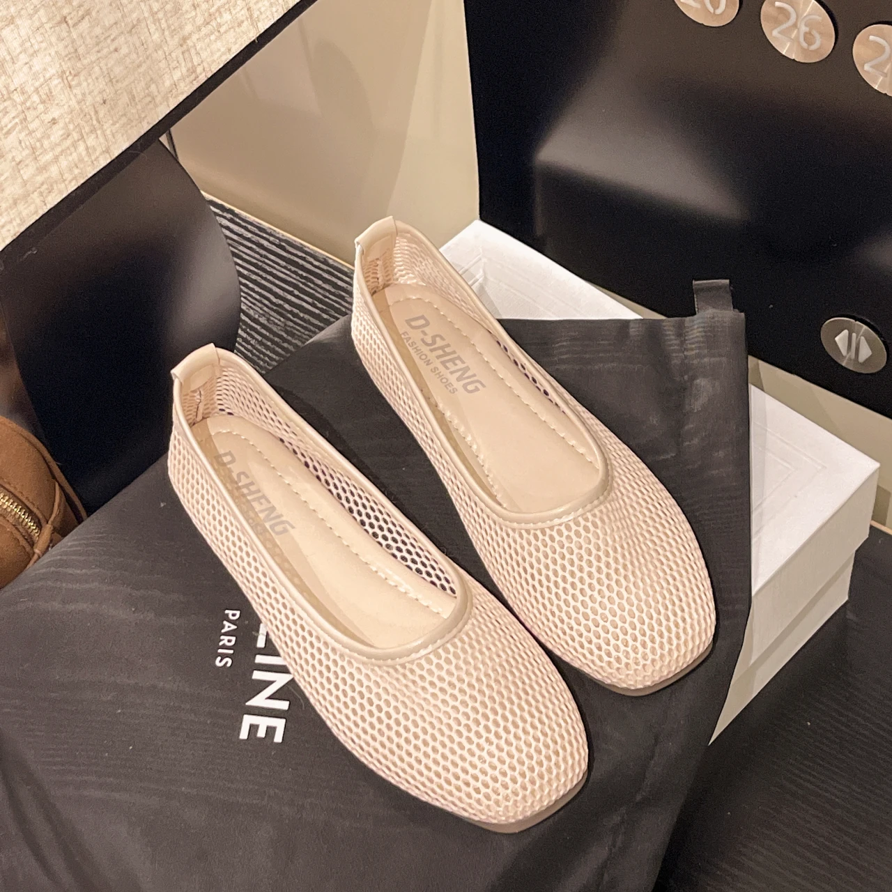 Women Mesh Ballet Flats Fishnet Ballerina Flats Buckle Strap Women Mesh Ballet Flats Fishnet Ballerina Flats Buckle Strap