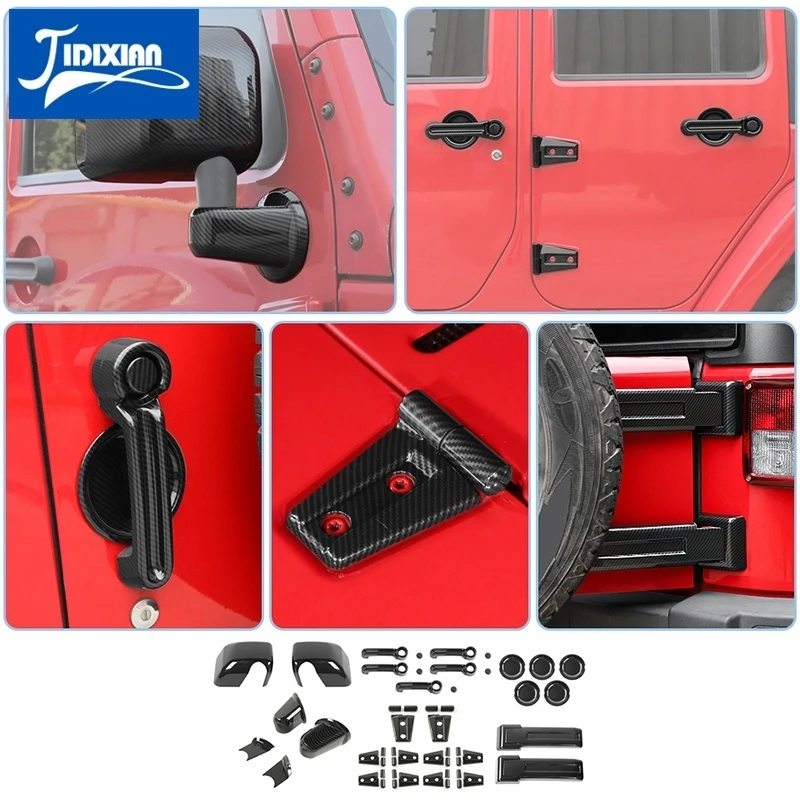 Carbon Fiber Grain Car Exterior Decoration Kit Cover for Jeep Wrangler JK 2007 2008 2009 2010 2011 2012 2013 2014 2015