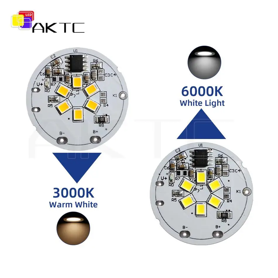 5 Pcs 5V Round LED Light Board Single Color Warm/White 3-Level Dimming Compatible Touch On/Off Control/3.7V Battery/Charging led modules led module
