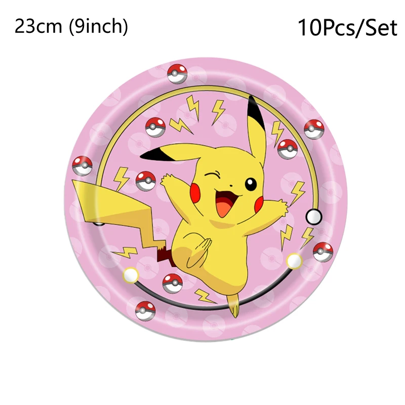 Disposable Tableware Pokemon Birthday Party Decorations Tablecloth Cups Plates Paper Napkins Backdrop Pikachu Balloons Banner Kids Gifts