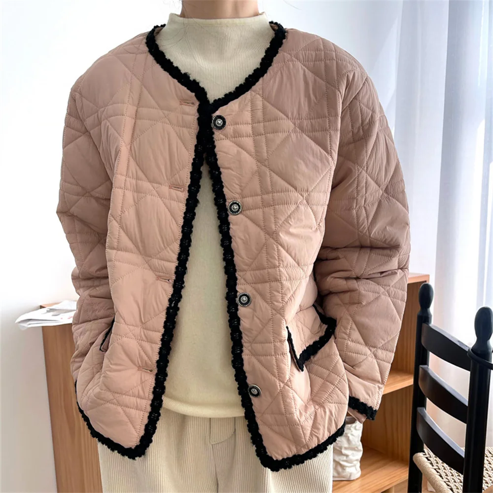 

Alien Kitty 2022 Winter Patchwork Jackets Women Office Wear Lady Slim-Fit New Sweet Loose Elegant All Match Casual Cotton Parkas