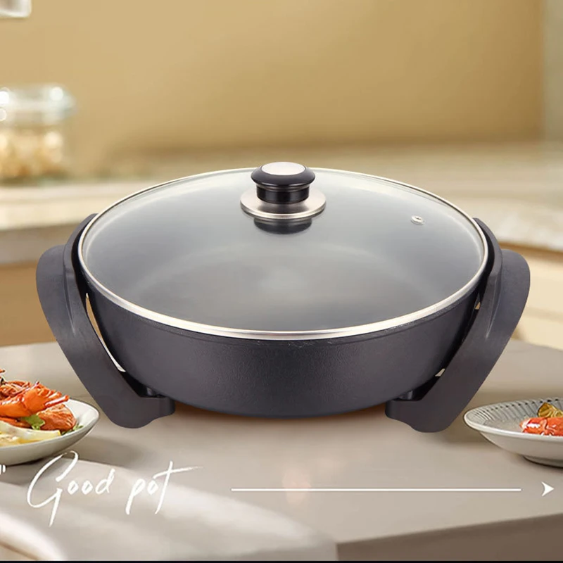 Electric Frying Pan MultiFunction Hot Pot With Steamer Large-Capacity Kitchen Tools and Non-stick Cooking Machine Househould BBQ