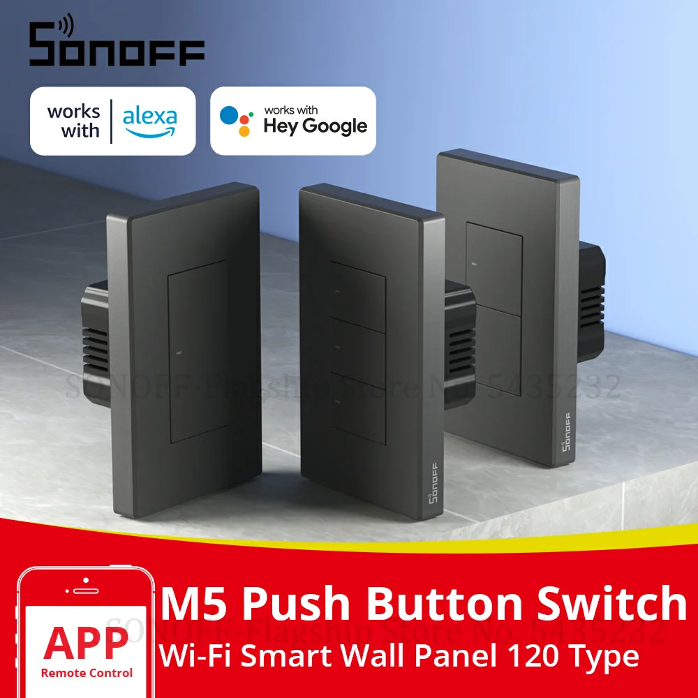 SONOFF M5 SwitchMan Smart Wall Switch 120 Type Push Button Switch 1/2/3 Gang Smart Home Wall Panel APP Remote Control Support R5
