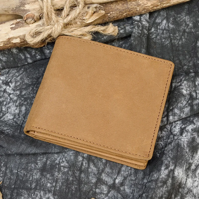 Vintage Men Wallet Genuine Leather Short Purse Wallet Men Small Slim Coin Purse Bifold Carteira Slim Male Coin Wallet Cowskin 5