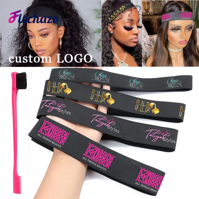 Lace Melting Wig Band for Edges with Custom Logo Name Wig Melt Band Adjustable Magic Sticker Edge Slayer Band for Baby Hair Edge