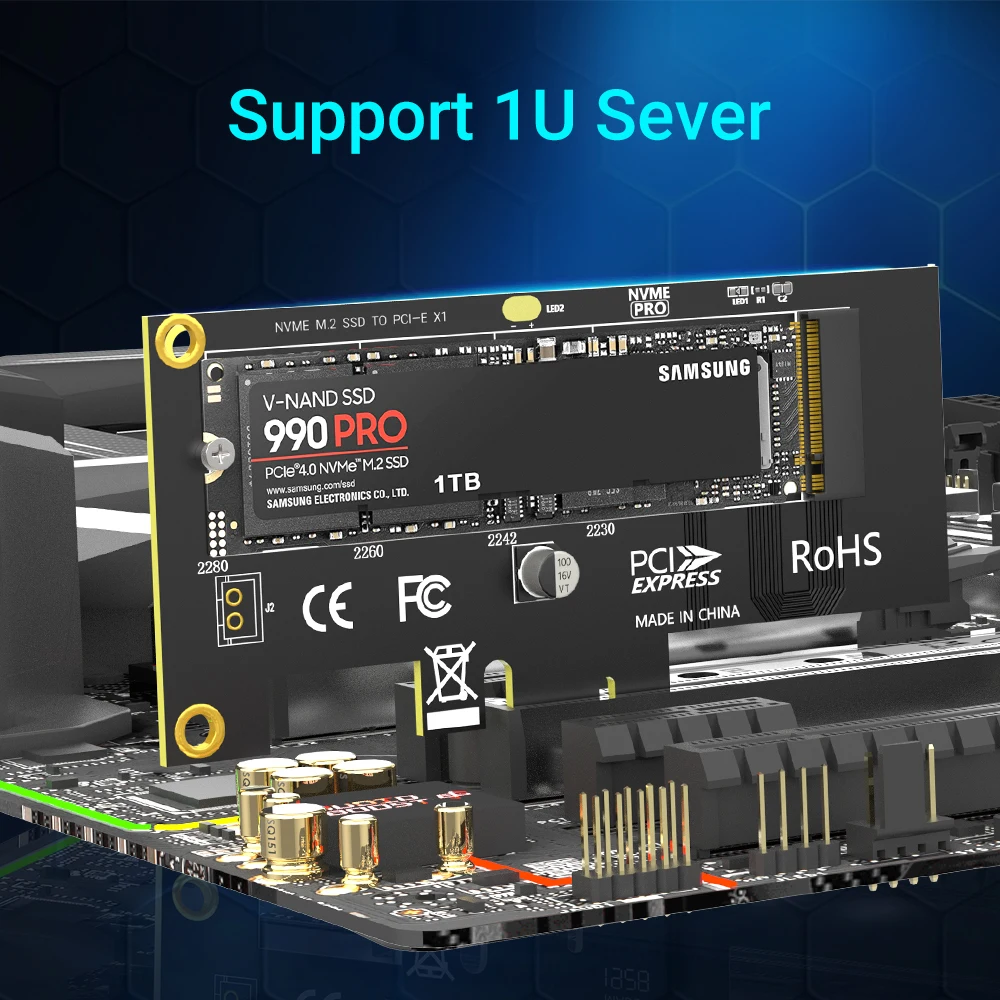 JEYI M.2 NVME SSD zu PCIE X1 Adapterkarte, 2280 SSD PCIe 3.0 4.0 Erweiterungskarte für Desktop-PC, PCI-E GEN4 16 Gbit/s Full Speed SK1 – Detail 6