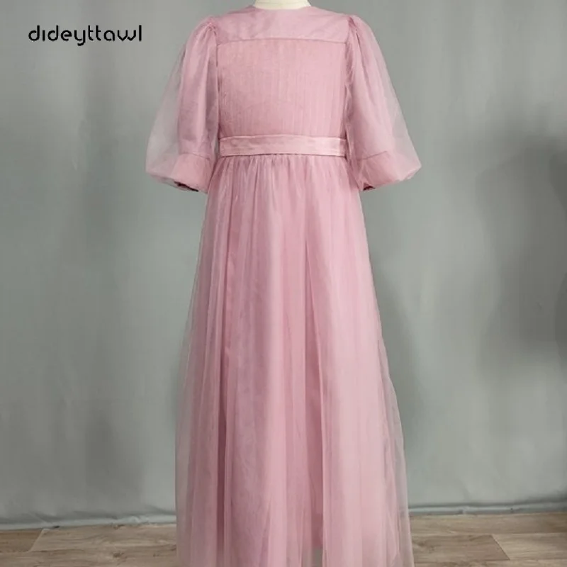Dideyttawl Tulle Short Puff Sleeves Flower Girl Dress Ruffles Pleated Floor Length Sashes Junior Concert Gown Flower Girl Dresses