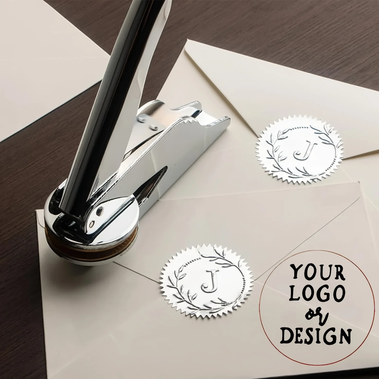 Customized Embosser Personalized Book Stamps Custom Logo Design Ghost Book and Tea Pattern Embosser Seal for Party Invitation