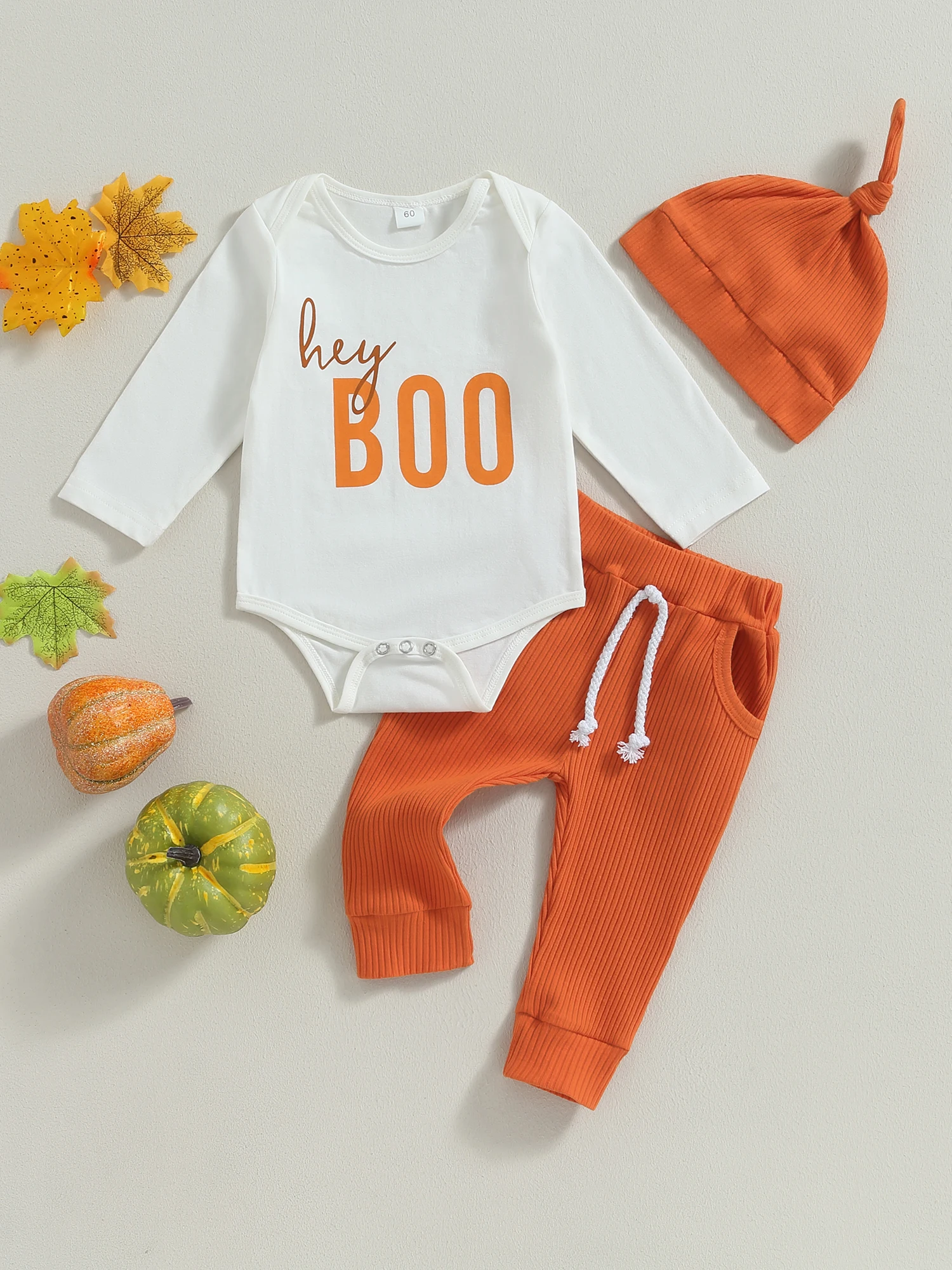 

Cute Halloween Pumpkin Costume Set for Newborn Baby Girl Boy with Romper Bodysuit Pants and Hat - 3 Piece Outfit for