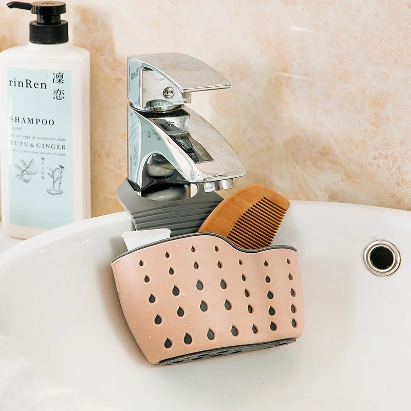 Kitchen Drain Basket Soap Sponge Drain Rack Sink Shelf Dish Drainer Portable Hanging