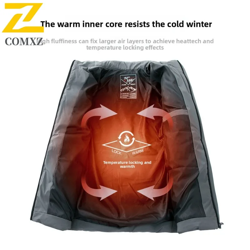 Men Stand Collar Long Jacket Thickened Thermal Coat Water-Resistant Windproof  Winter Parka Leisure Business Overcoat Streetwear