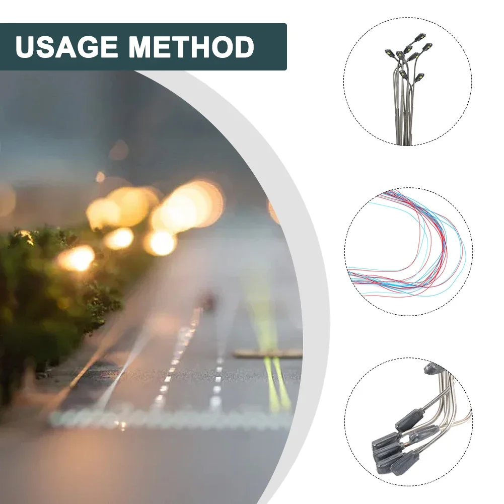 10pcs 1:150 Model Railway Train Lamp Post Street Advertising Lights 3V LED DIY Lamppost Layout Diorama Sand Table Landscape