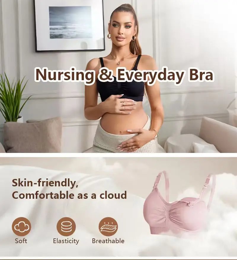 Maternity Nursing Bra 4 Pack | Wireless Breastfeeding Bra Sde2cfe7813e7478684360c4898d522a28