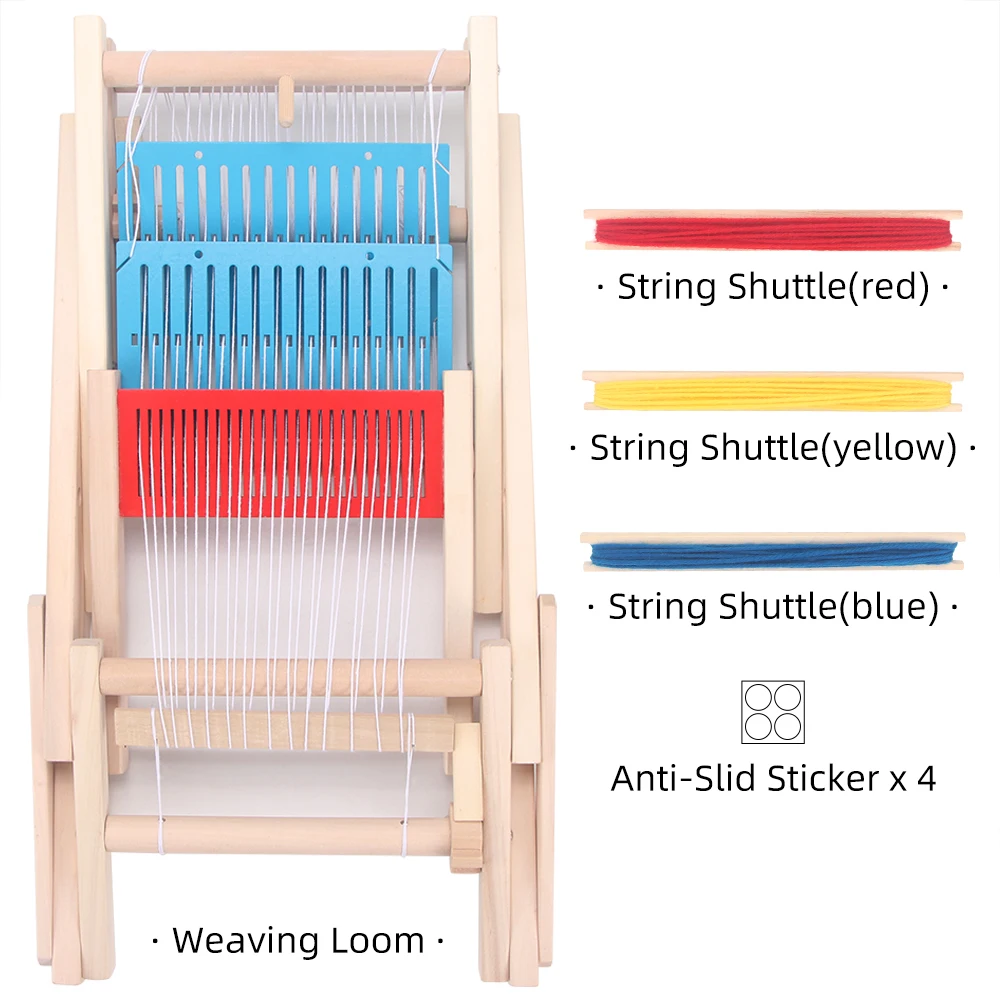Loom 미니 회전 뜨개질 기계 수제 DIY 만들기 어린이 손으로 짠 나무 홈 성인 학생 교육 완구