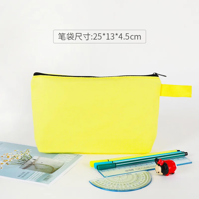 Colorful Canvas Pencil Bag Coin Organizer Zipper Cosmetic Bag Stationery Storage Pouch Girls Makeup Brushes Lipsticks Bags cosmetic bag coin purse coin wallet change bag
