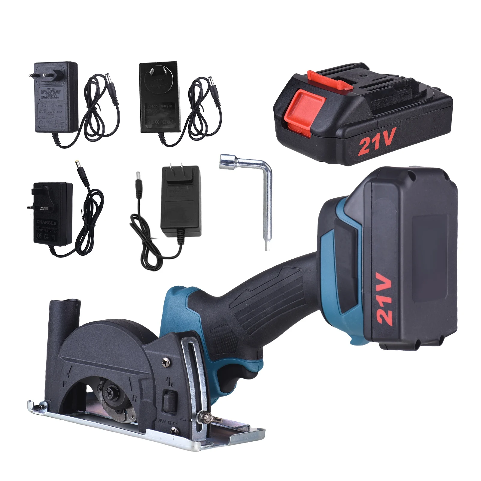 Cordless Circular Saw, Handheld Angle Grinder with Non-Slip Handle, Rechargeable Cut Off Tool for Cutting Metal Wood Tile Marble