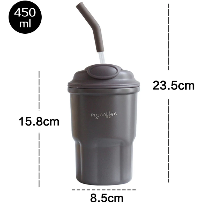 Cute Korean Coffee Cup Thermos With Straw Tumbler 450Ml 16 Cute Korean Coffee Cup Thermos With Straw Tumbler 450Ml