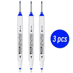 Double - Tip Deep Hole Long Head Nib Waterproof Multi - Purpose Markers for Metal, Wood, and Bathroom Decoration (3 pcs Blue)