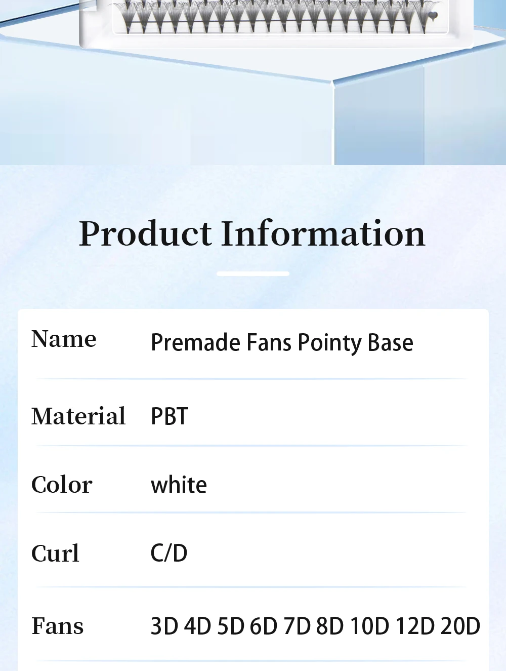 Description Picture 3 of itemJB Jeyelabeau Premade Russian Volume Fans 4D 5D 6D 8D 10D 20D 24D Individual Soft Lashes Extension 320 Fans Faux Mink Eyelashes