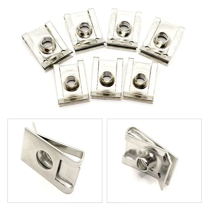 10pcs Stainless Steel U Type Clips Plate Leaf Spring Nut M6 M5 M4 M8 8mm 5mm 6mm 4mm Reed Nuts for Car Motorcycle Scooter ATV - Image 5