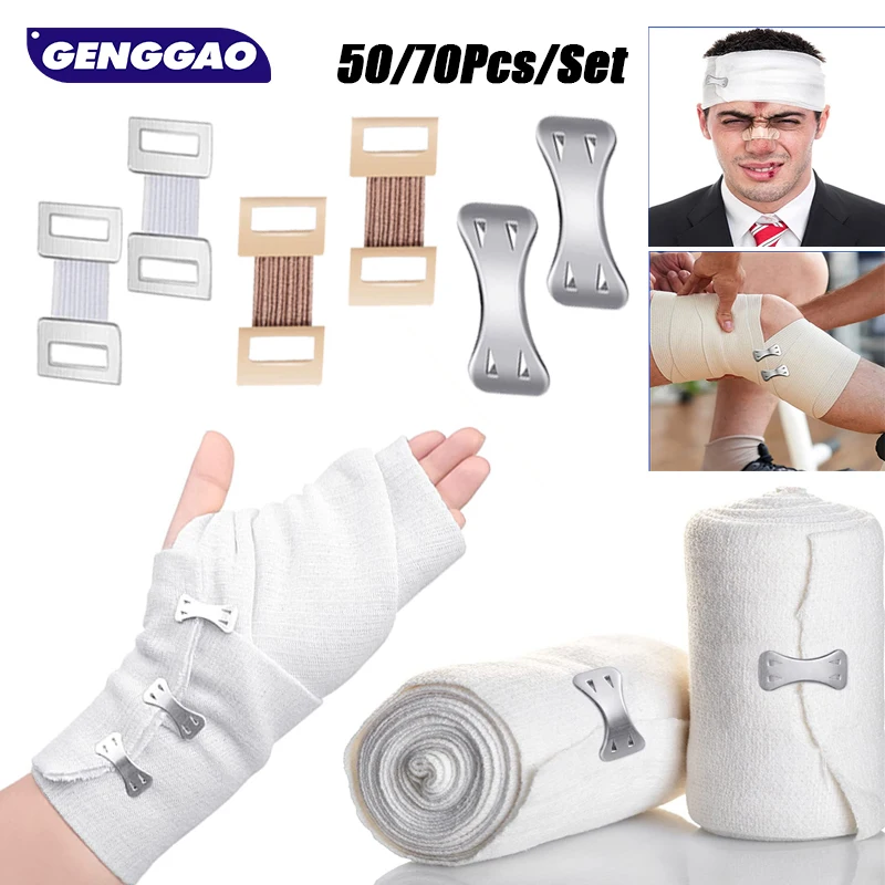 알루미늄 붕대 랩 클립, 탄성 붕대용 금속 클립, 교체 가능한 랩 패스너 클립, 세트당 50 개, 70 개