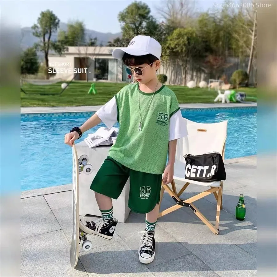 

Summer Korean Style Outfit Sets Luxury Baby Boy Clothes for Kids Short Sleeve T-shirts and Shorts Boys Tracksuits