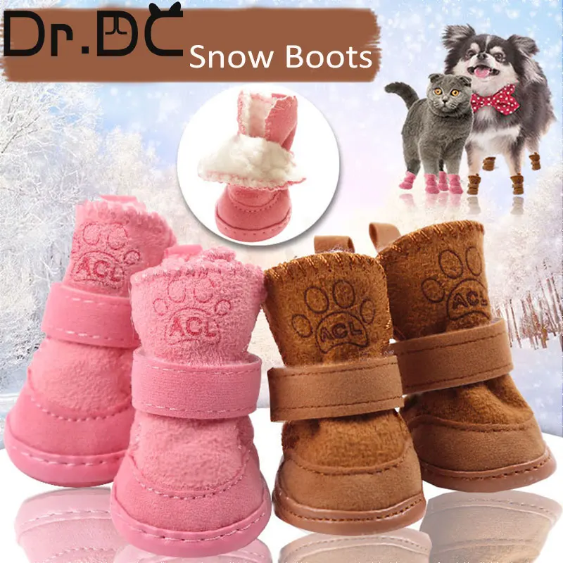 Dr.DC Pet Autumn and Winter Shoes Warm Cotton Shoes for Dogs and Cats Snow Boots Pets Non-slip Foot Covers