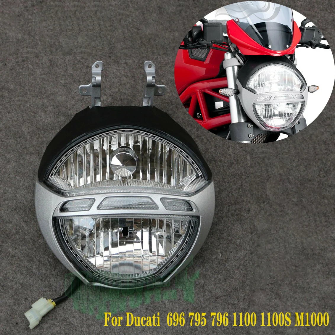 

Fit For Ducati Monster 696 795 796 1100 1100S M1100 EVO Headlight Motorcycle Front Headlamp Assembly 2008 - 2014 2009 2010 2012