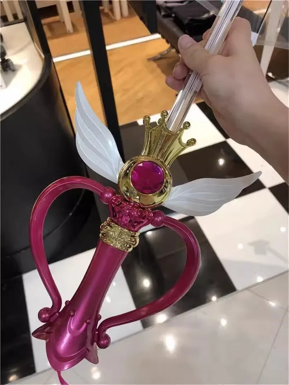 Description Picture 6 of itemSailor Magic Moon Stick Umbrella Rain Gear Transparent Sailormoon Paraguas for Women Girls Kids Gift Luminous Umbrella