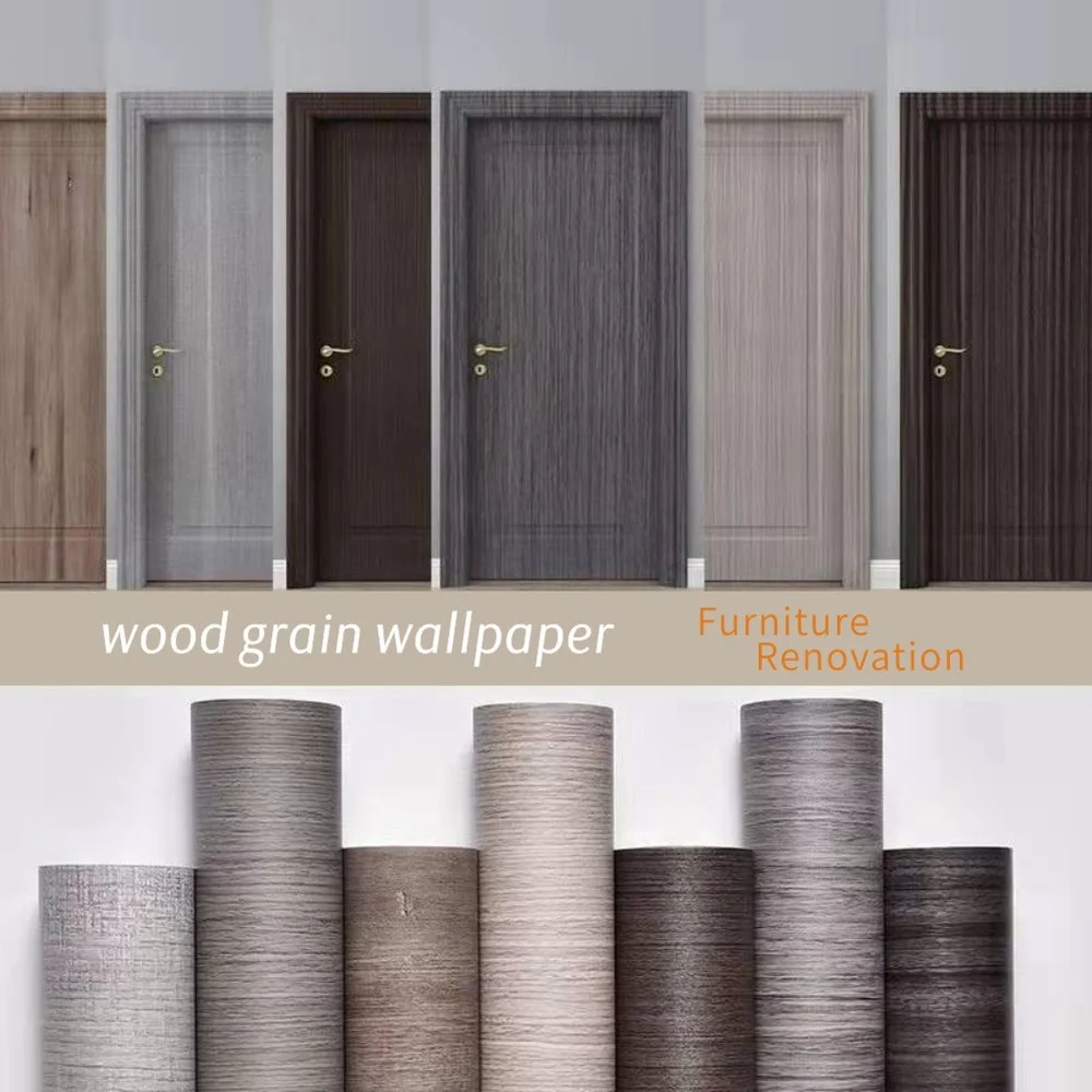 Wood Grain Door Stickers for Wardrobe Cupboard Table Closet Furniture Waterproof PVC Self Adhesive Wallpaper Home Decoration
