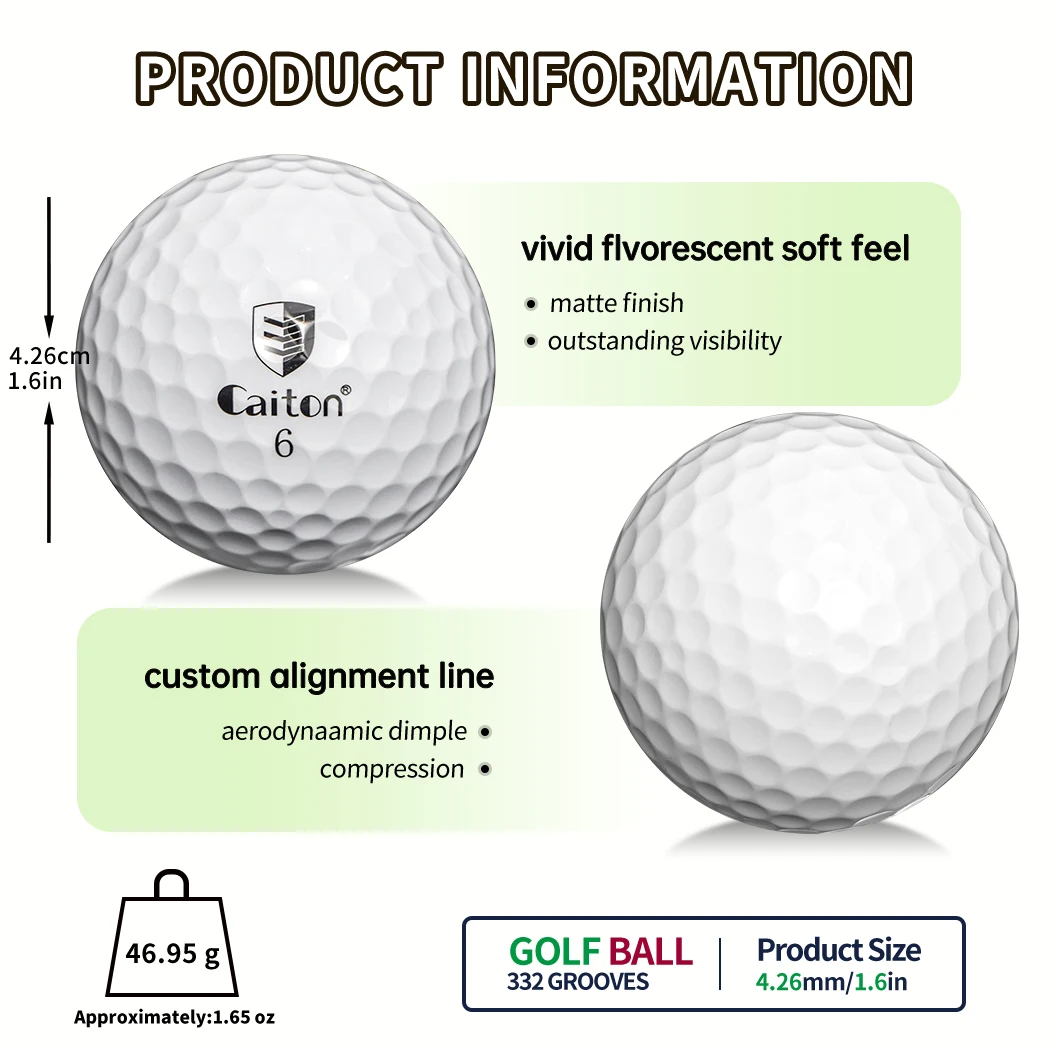 Caiton 100pcs 3-Layer Golf Balls 6