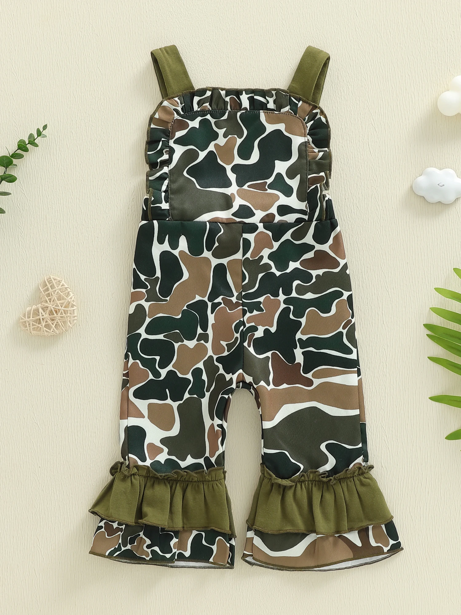 FOCUSNORM 0-4Y Kleine Kinder Mädchen Cami Overall Hosen Ärmellose Riemen Camouflage Hosenträger Ausgestelltes Overalls Strampler Sets – Detail 3