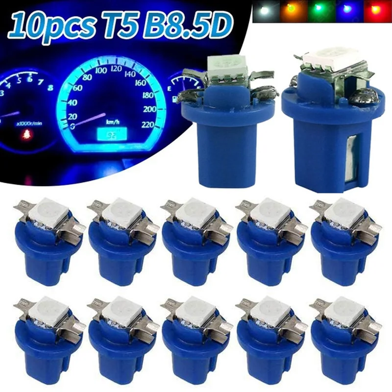 10pcs T5 B8.5d LED Car Instrument Panels Lights Low Power Bulbs 5050 SMD Automobile Dashboard