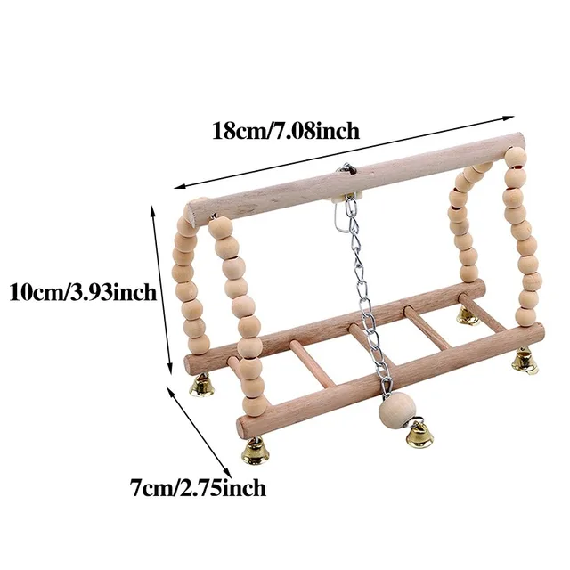 Wooden Parrot Playstand with Bells 3