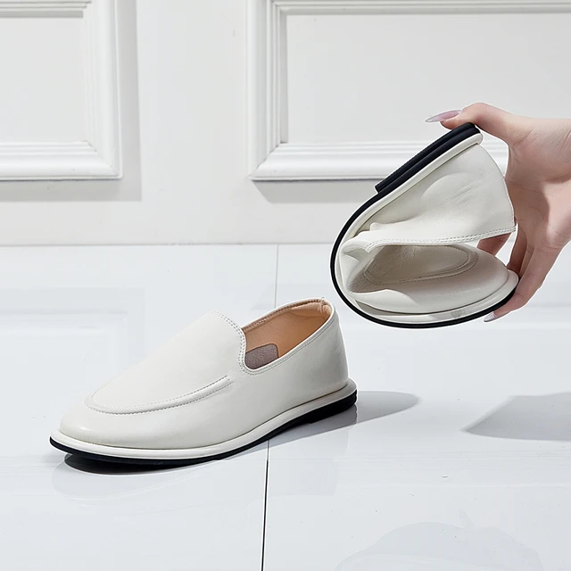 AIYUQI Loafers Women 2025 New Spring Round Toe One Foot Slip-on Shoes Women Genuine Leather Soft Flats Shoes Women 5