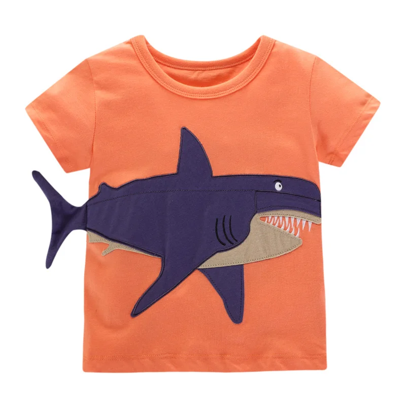 

Jumping Meters 2-7T Fashion New Arrival Sharks Boys T Shirts Kids Animals Baby Clothes Short Sleeve Toddler Costume Shirts Tops