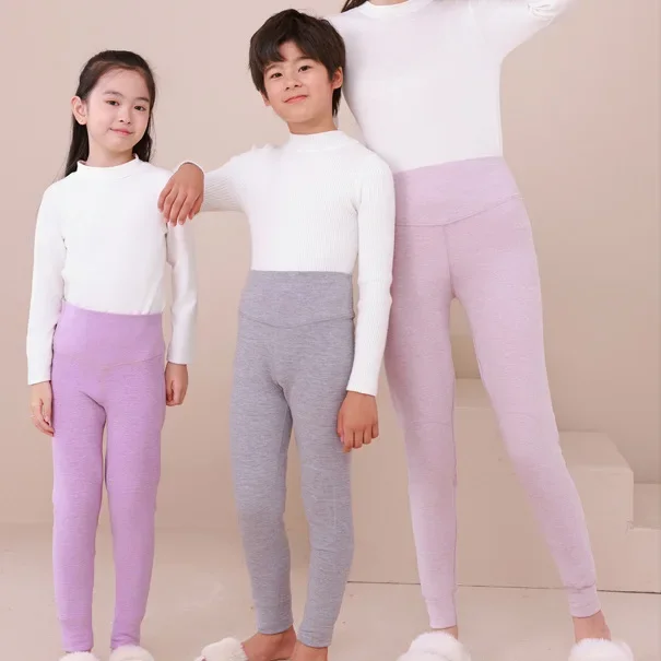 Warm Wool Silk Children's Pants Autumn Winter Knee Warm Waist Protector Boy's Underwear Soft Comfortable Breathable Kids Bottoms