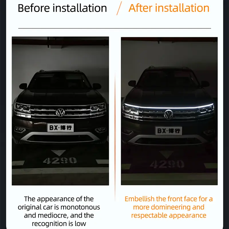 RXZ LED Daytime Running Light Scan Starting Car Hood Decorative Lights DRL Auto Engine Hood Guide Decorative Ambient Lamp 12V - Image 2