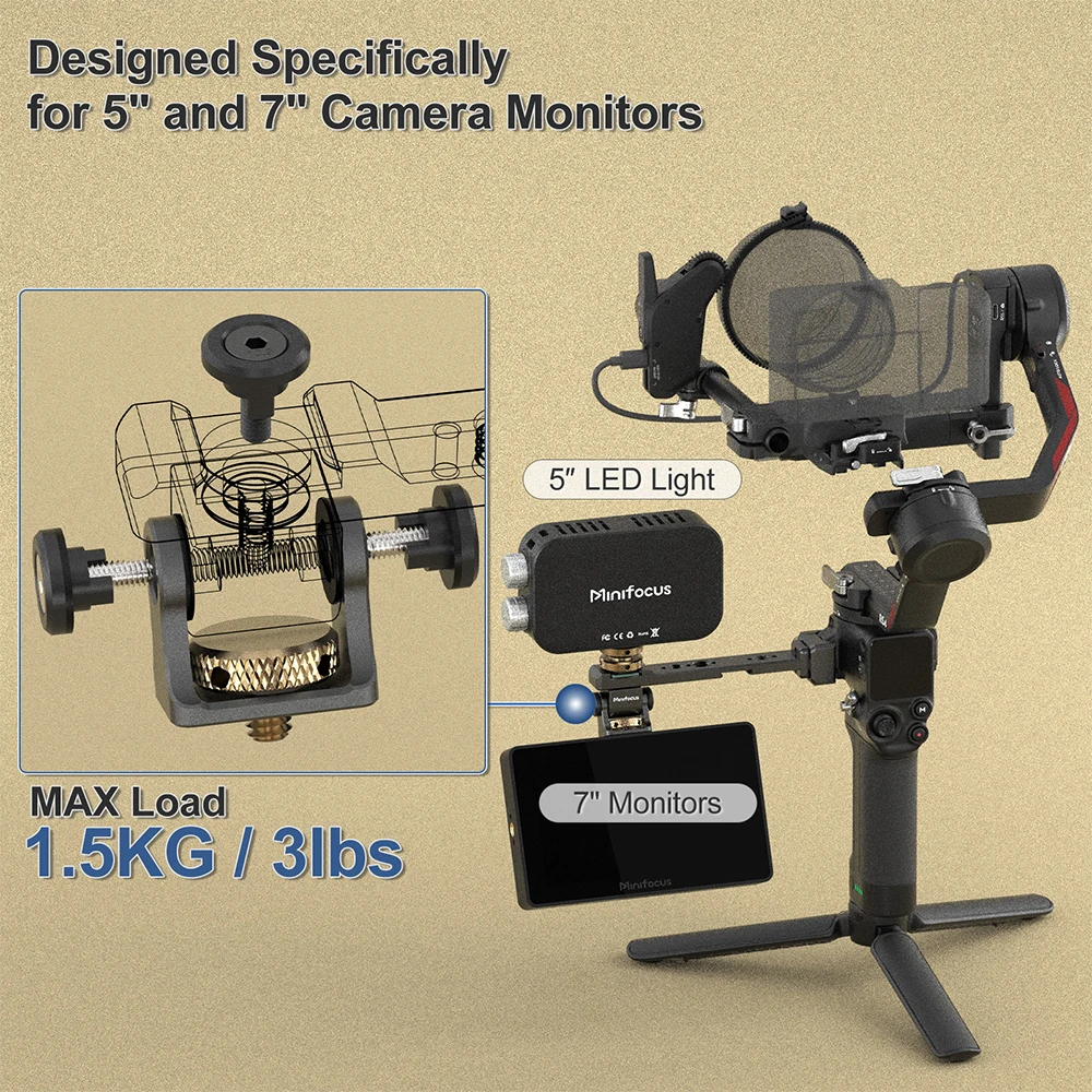 Minifocus Camera Accessories Action Camera Accessories Adjustable Monitor Mount for DJI RS 2 RSC 2 RS 3 4 RS3 Pro/Mini