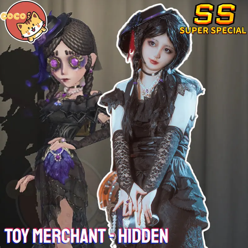 

CoCos-SS Game Identity V Hidden Toy Merchant Cosplay Costume Anne Lester Hidden Black Royal Dress Hat for Woman