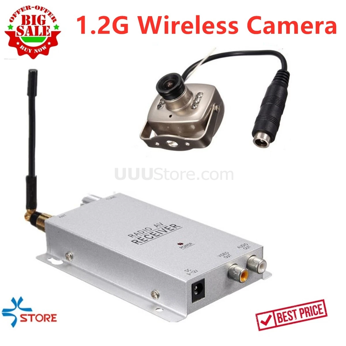 High Quality 1.2G Wireless Camera 208C Surveillance Radio AV Receiver With Power Supply Full Combo | Игрушки и хобби