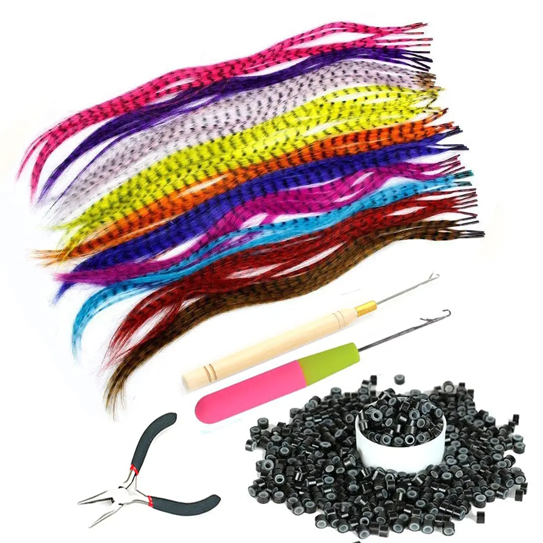 Fake Hair Colored Strands of Hair Extension False Rainbow Overhead Fake Coloring feather for Hair Synthetic