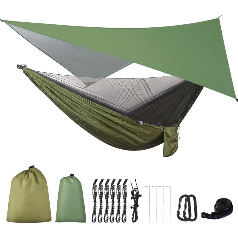 Camping Hammock with Mosquito Net Rain Fly Heavy Duty 1
