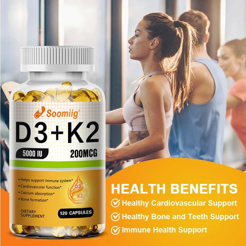 

Vitamin D3+K2 - Helps Support The Immune System, Bones, Cardiovascular Health and Muscle Growth & Promotes Calcium Absorption