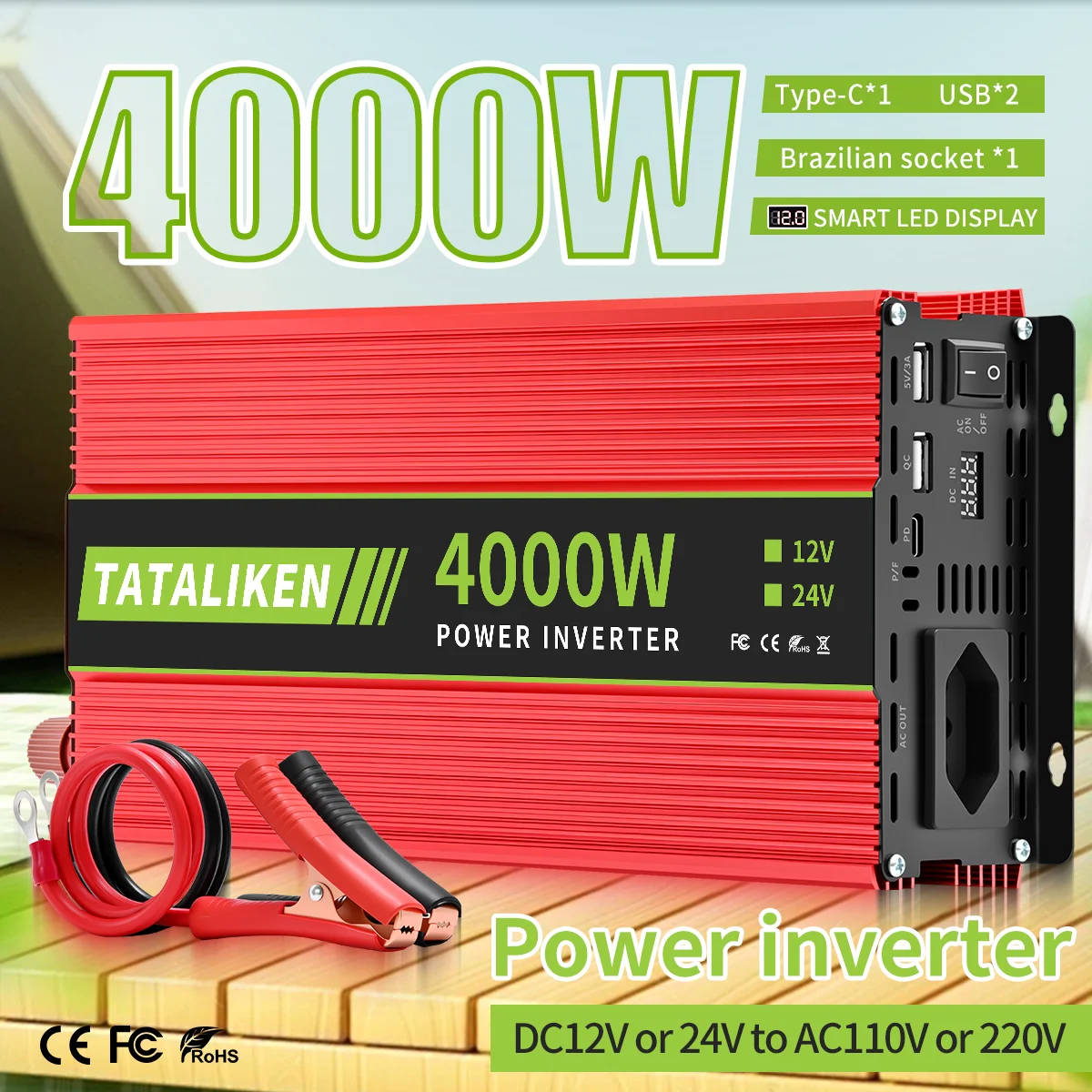 인버터 DC12V/24V AC 110V/220V 60HZ 변형 웨이브 인버터 4000W ..