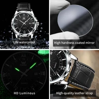 OPK Quartz Watch Men Comfortable Leather Strap Waterproof Fashion Dress Wristwatch Man 6